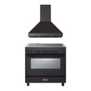 Verona 2-Piece Appliance Package - 36-Inch Induction Range with 5 Element Burners and Wall Mount Range Hood in Black