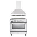 Verona 2-Piece Appliance Package - 36-Induction Range with 5 Element Burners and Wall Mount Range Hood in White