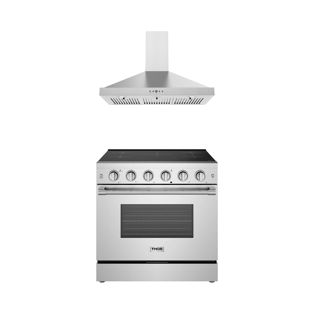 Thor Kitchen 2-Piece Appliance Package - 36-Inch Induction Range & Wall Mount Hood in Stainless Steel