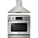 Thor Kitchen 2-Piece Appliance Package - 36-Inch Electric Range with Tilt Panel and Wall Mount Hood in Stainless Steel
