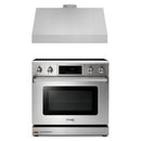Thor Kitchen 2-Piece Appliance Package - 36-Inch Electric Range with Tilt Panel and Under Cabinet Hood in Stainless Steel