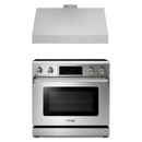 Thor Kitchen 2-Piece Appliance Package - 36-Inch Electric Range with Tilt Panel and Under Cabinet Hood in Stainless Steel