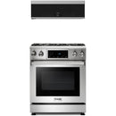 Thor Kitchen 2-Piece Appliance Package - 30-Inch Propane Gas Range  and Over-the-Range Microwave & Vent Hood in Stainless Steel