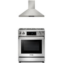 Thor Kitchen 2-Piece Appliance Package - 30-Inch Propane Gas Range, Tilt Panel & Premium Wall Mounted Hood in Stainless Steel