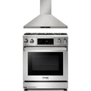 Thor Kitchen 2-Piece Appliance Package - 30-Inch Propane Gas Range, Tilt Panel & Premium Wall Mounted Hood in Stainless Steel