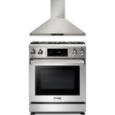 Thor Kitchen 2-Piece Appliance Package - 30-Inch Gas Range with Tilt Panel & Premium Wall Mounted Hood in Stainless Steel