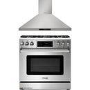 Thor Kitchen 2-Piece Appliance Package - 36-Inch Propane Gas Range, Tilt Panel & Premium Wall Mount Hood in Stainless Steel