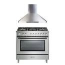 Verona 2-Piece Appliance Package - 36-Inch Gas Range with 5 Sealed Burners and Wall Mount Range Hood in Stainless Steel