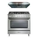 Verona 2-Piece Appliance Package - 36-Inch Gas Range with 5 Sealed Burners and Under Cabinet Range Hood in Stainless Steel