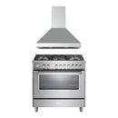 Verona 2-Piece Appliance Package - 36-Inch Gas Range with 5 Sealed Burners and Wall Mount Range Hood in Stainless Steel