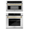 ZLINE Autograph Edition 2-Piece Appliance Package - 30-Inch Single Wall Oven with Self-Clean and 30-inch Built-In Microwave Oven in Stainless Steel with Gold Trim