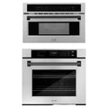 ZLINE Autograph Edition 2-Piece Appliance Package - 30-Inch Single Wall Oven with Self-Clean and 30-inch Built-In Microwave Oven in Stainless Steel with Matte Black Trim