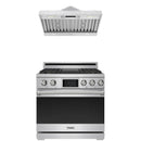 Stainless steel Thor Kitchen appliance package with 36-inch range, range hood