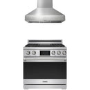 Stainless steel Thor Kitchen appliance package with 36-inch range, range hood