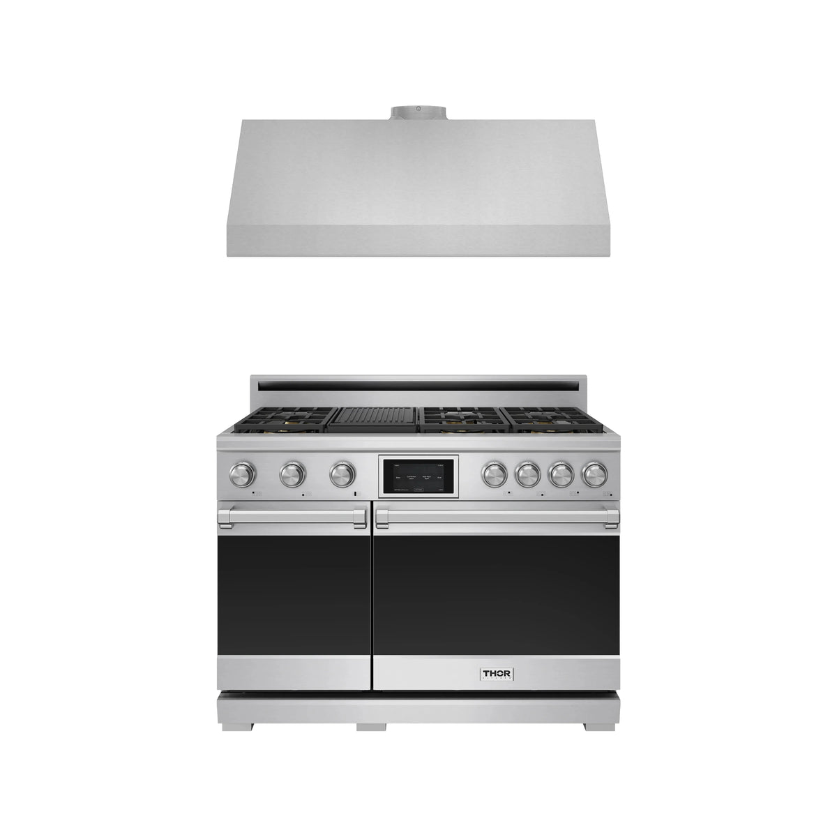Thor Kitchen 2-Piece Appliance Package - 48-Inch Propane Dual Fuel Range & Under Cabinet Hood in Stainless Steel