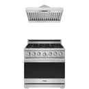 Stainless steel Thor Kitchen appliance package with 36-inch range, range hood