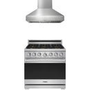 Stainless steel Thor Kitchen appliance package with 36-inch range, range hood