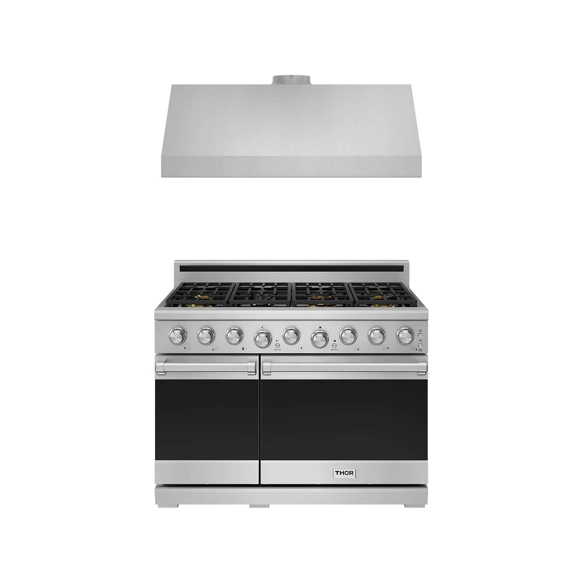 Thor Kitchen 2-Piece Appliance Package - 48-Inch Natural Gas Range & Under Cabinet Hood in Stainless Steel