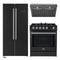 Forno 3-Piece Appliance Package - 30-Inch Gas Range, Under Cabinet Range Hood, and Refrigerator in Black with Stainless Steel Trim