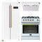 Forno 3-Piece Appliance Package - 30-Inch Gas Range, Under Cabinet Range Hood, & Side-by-Side Refrigerator in White with Antique Brass Trim