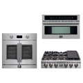 Forno 3-Piece Appliance Package - 36-Inch Spezia Gas Rangetop, French Door Wall Oven & Microwave Oven in Stainless Steel