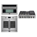 Forno 3-Piece Appliance Package - 36-Inch Spezia Gas Rangetop, French Door Wall Oven & Microwave Oven in Stainless Steel