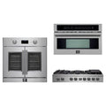 Forno 3-Piece Appliance Package - 48-Inch Spezia Gas Rangetop, French Door Wall Oven & Microwave Oven in Stainless Steel