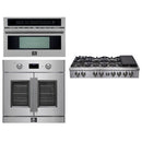 Forno 3-Piece Appliance Package - 48-Inch Spezia Gas Rangetop, French Door Wall Oven & Microwave Oven in Stainless Steel