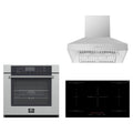 Forno 3-Piece Appliance Package - 36-Inch Ornonzo Induction Cooktop, Villarosa Electric Wall Oven & Wall Mount Range Hood in Stainless Steel