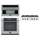 Forno 3-Piece Appliance Package - 36-Inch Lseo Gas Rangetop, Wall Oven & Microwave Oven in Stainless Steel