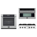 Forno 3-Piece Appliance Package - 36-Inch Lseo Gas Rangetop, Wall Oven & Microwave Oven in Stainless Steel