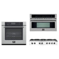 Forno 3-Piece Appliance Package - 48-Inch Lseo Gas Rangetop, Wall Oven & Microwave Oven in Stainless Steel