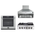 Forno 3-Piece Appliance Package - 30-Inch Spezia Gas Rangetop, Villarosa Electric Wall Oven & Wall Mount Range Hood in Stainless Steel