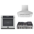 Forno 3-Piece Appliance Package - 36-Inch Spezia Gas Rangetop, Villarosa Electric Wall Oven & Wall Mount Range Hood in Stainless Steel
