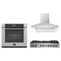 Forno 3-Piece Appliance Package - 48-Inch Spezia Gas Rangetop, Villarosa Electric Wall Oven & Wall Mount Range Hood in Stainless Steel
