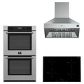 Forno 3-Piece Appliance Package - 30-Inch Parco Induction Cooktop, Villarosa Double Electric Wall Oven & Wall Mount Range Hood in Stainless Steel
