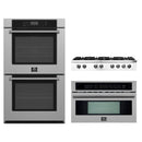 Forno 3-Piece Appliance Package - 48-Inch Lseo Gas Rangetop, Double Wall Oven & Microwave Oven in Stainless Steel