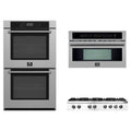 Forno 3-Piece Appliance Package - 48-Inch Lseo Gas Rangetop, Double Wall Oven & Microwave Oven in Stainless Steel