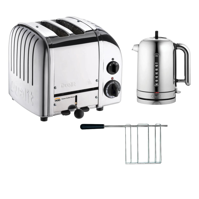 Dualit Small Appliance Package with 2-Slice Toaster, Kettle and Sandwich Cage in Polished Chrome