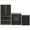 Forno 3-Piece Appliance Package - 30-Inch Electric Range, Wall Mount Range Hood, and 36-Inch Refrigerator in Black with Antique Brass Handle