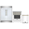 Forno 3-Piece Appliance Package - 30-Inch Electric Range, Wall Mount Range Hood, and 60-Inch Refrigerator in White with Antique Brass Handle