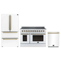 Forno 3-Piece Appliance Package - 48-Inch Electric Range, 36-Inch Refrigerator and Dishwasher in White with Antique Brass Trim