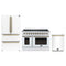 Forno 3-Piece Appliance Package - 48-Inch Electric Range, 36-Inch Refrigerator and Dishwasher in White with Antique Brass Trim