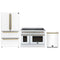 Forno 3-Piece Appliance Package - 48-Inch Electric Range, Wall Mount Range Hood, and 36-Inch Refrigerator in White with Antique Brass Handle