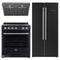 Forno Espresso 3-Piece Appliance Package - 30-Inch Electric Range with 5.0 Cu.Ft. Electric Oven, Built-In Refrigerator, and Under Cabinet Range Hood in Black with Stainless Steel Trim