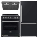 Forno Espresso 3-Piece Appliance Package - 30-Inch Electric Range with 5.0 Cu.Ft. Electric Oven, Refrigerator, and Under Cabinet Range Hood in Black with Stainless Steel Trim (FBDL-001-02US)