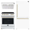 Forno Espresso 3-Piece Appliance Package - 30-Inch Electric Range with 5.0 Cu.Ft. Electric Oven, Refrigerator, and Under Cabinet Range Hood in White with Brass Handle