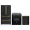 Forno 3-Piece Appliance Package - 30-Inch Electric Range, 36-Inch Refrigerator  and Dishwasher in Black with Antique Brass Trim