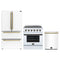 Forno 3-Piece Appliance Package - 30-Inch Electric Range, 36-Inch Refrigerator and Dishwasher in White with Antique Brass Trim