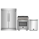 Forno 3-Piece Pro Appliance Package - 30-Inch Dual Fuel Range, Pro-Style Refrigerator, and Dishwasher in Stainless Steel